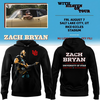 Exclusive Version Utah Utes Football x Zach Bryan Black Hoodie 2026