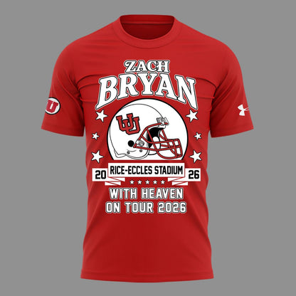 01.05. Zach Bryan x Utah Utes Football - With Heaven On Tour 2026 T-Shirt