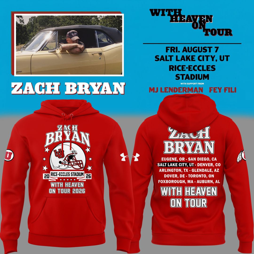 01.03. Perfect Hoodie Zach Bryan x Utah Utes Football - With Heaven On Tour 2026 Hoodie