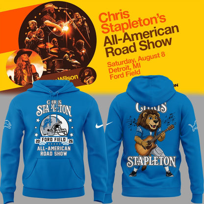 16. New Blue Hoodie Chris Stapleton x Detroit Lions - All American Road Show Hoodie