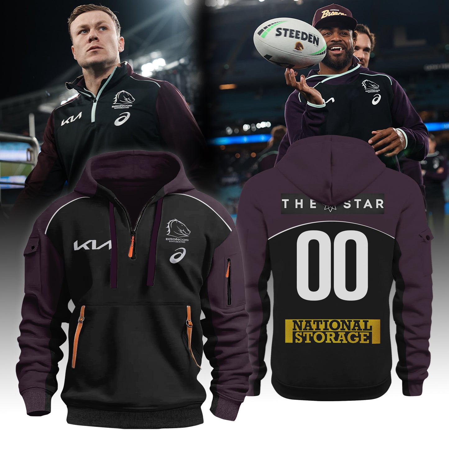 Brisbane Broncos 2025 New HOODIE JACKET (custom Number)