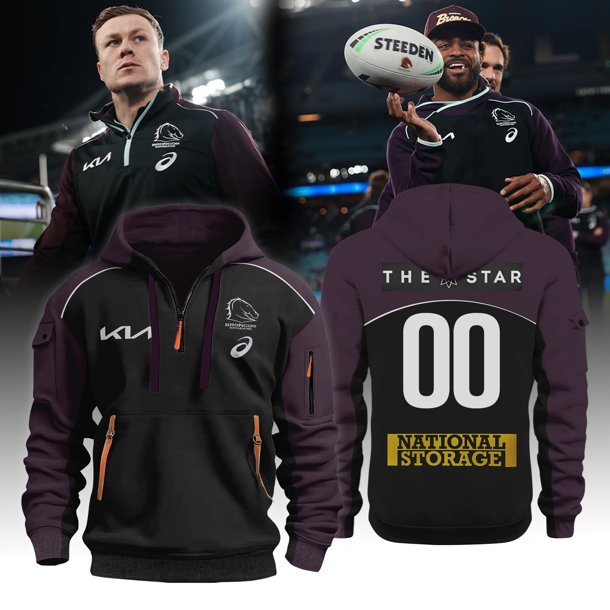 Brisbane Broncos 2025 New HOODIE JACKET (custom Number)