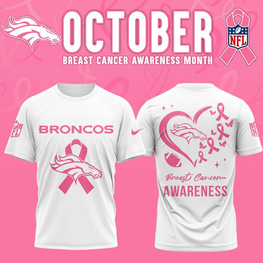 Denver Broncos '' OCTOBER BREAST CANCER AWARENESS MONTH '' T-Shirt 2025