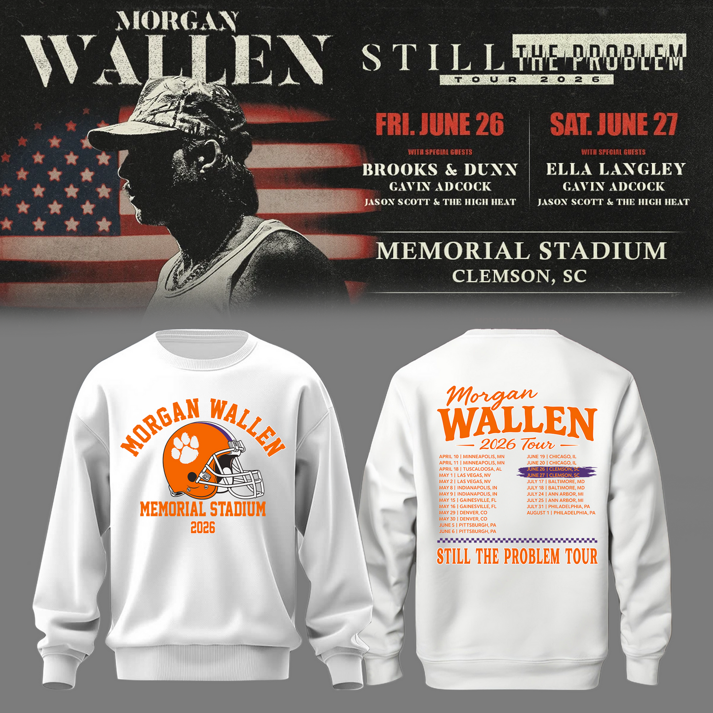 MW x Clemson Tigers Football - Still The Problem Tour 2026 Sweatshirt