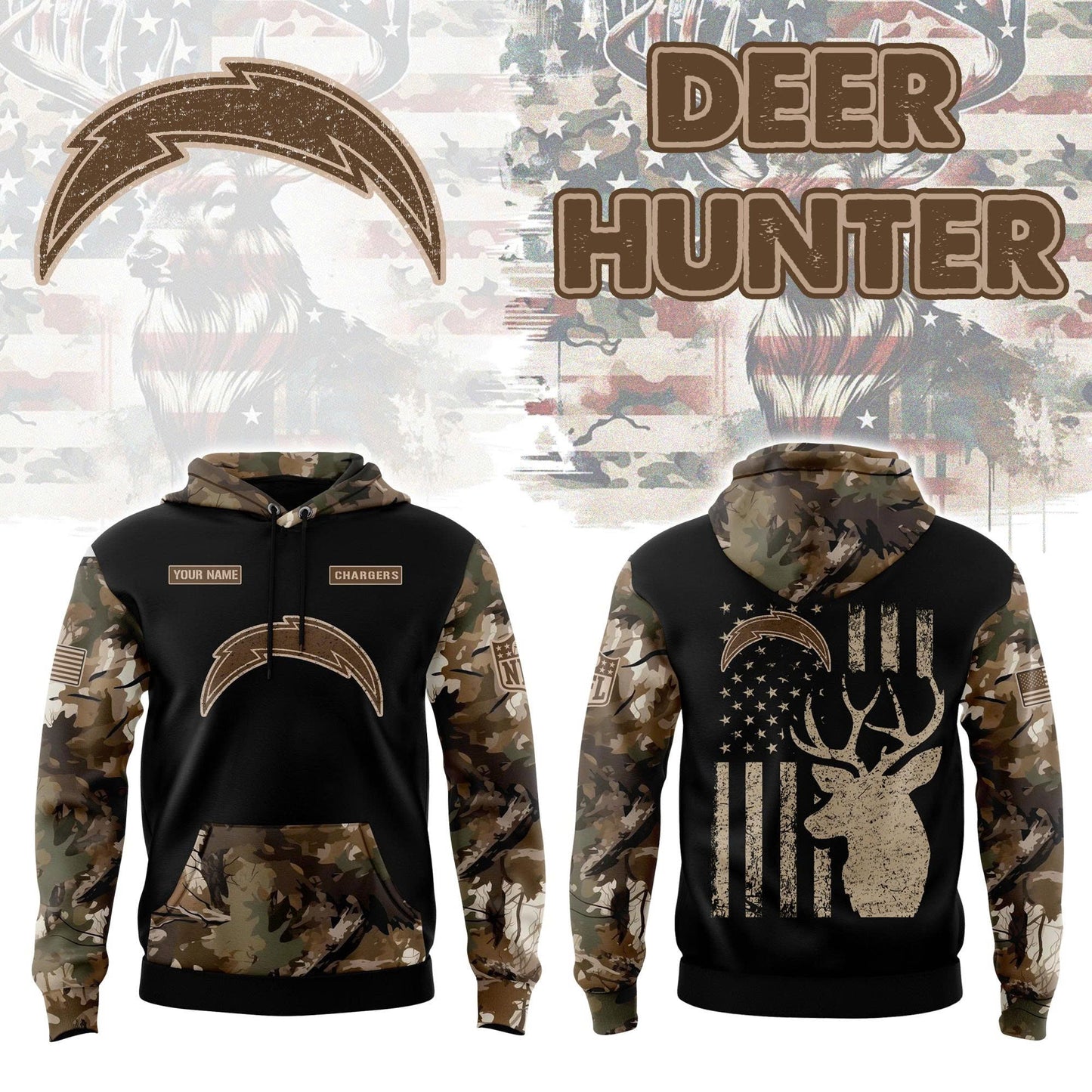 Los Angeles Chargers x Hunting Fleece Combo Hoodie | Jogger | Cap