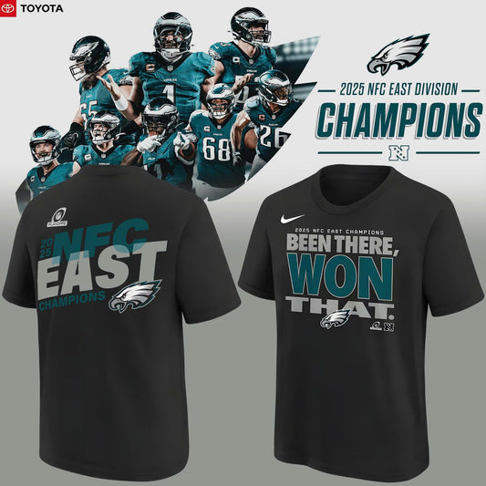 Black Philadelphia Eagles 2025 NFC East Division Champions Locker Room Trophy Collection T-Shirt