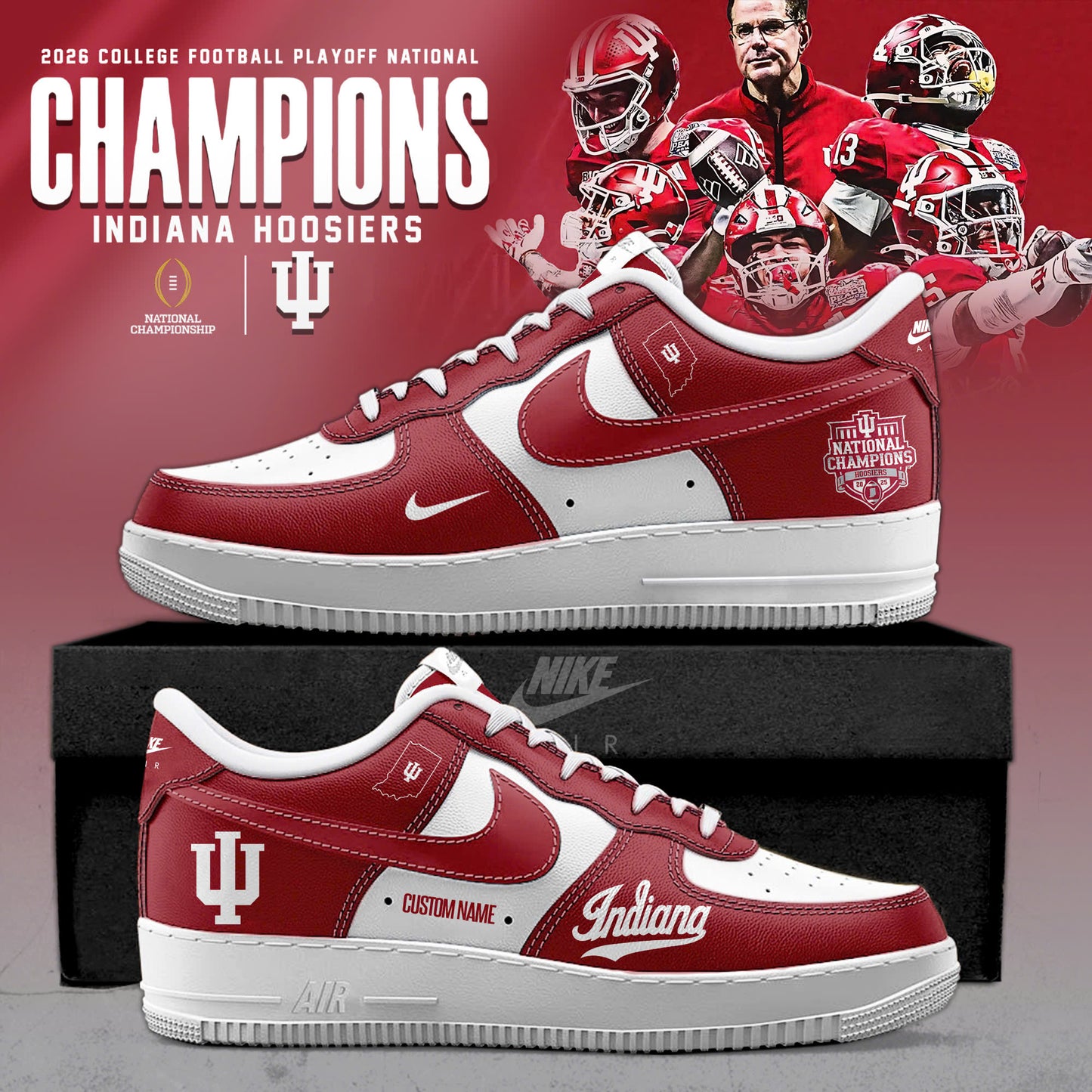 Indiana Hoosiers College Football Playoff 2025 National Champions AF1 Sneakers