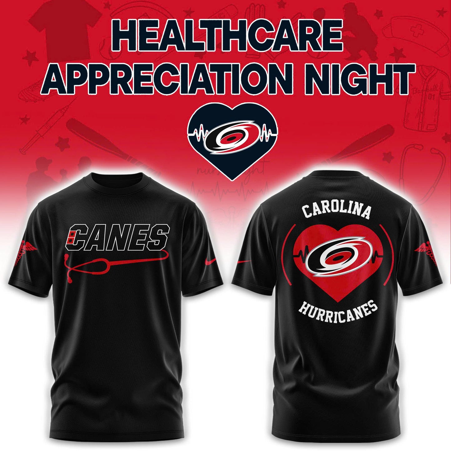 2026 Carolina Hurricanes Healthcare Appreciation Night Limited Edition T-Shirt, Jogger And Cap Outfit Black