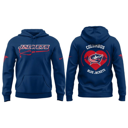 2026 Columbus Blue Jackets Healthcare Appreciation Night Limited Edition Hoodie, Jogger And Cap Outfit Navy Blue