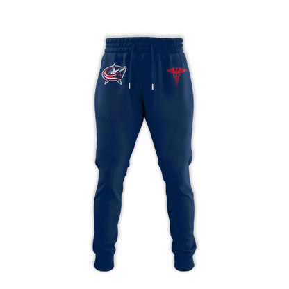 2026 Columbus Blue Jackets Healthcare Appreciation Night Limited Edition T-Shirt, Jogger And Cap Outfit Navy Blue