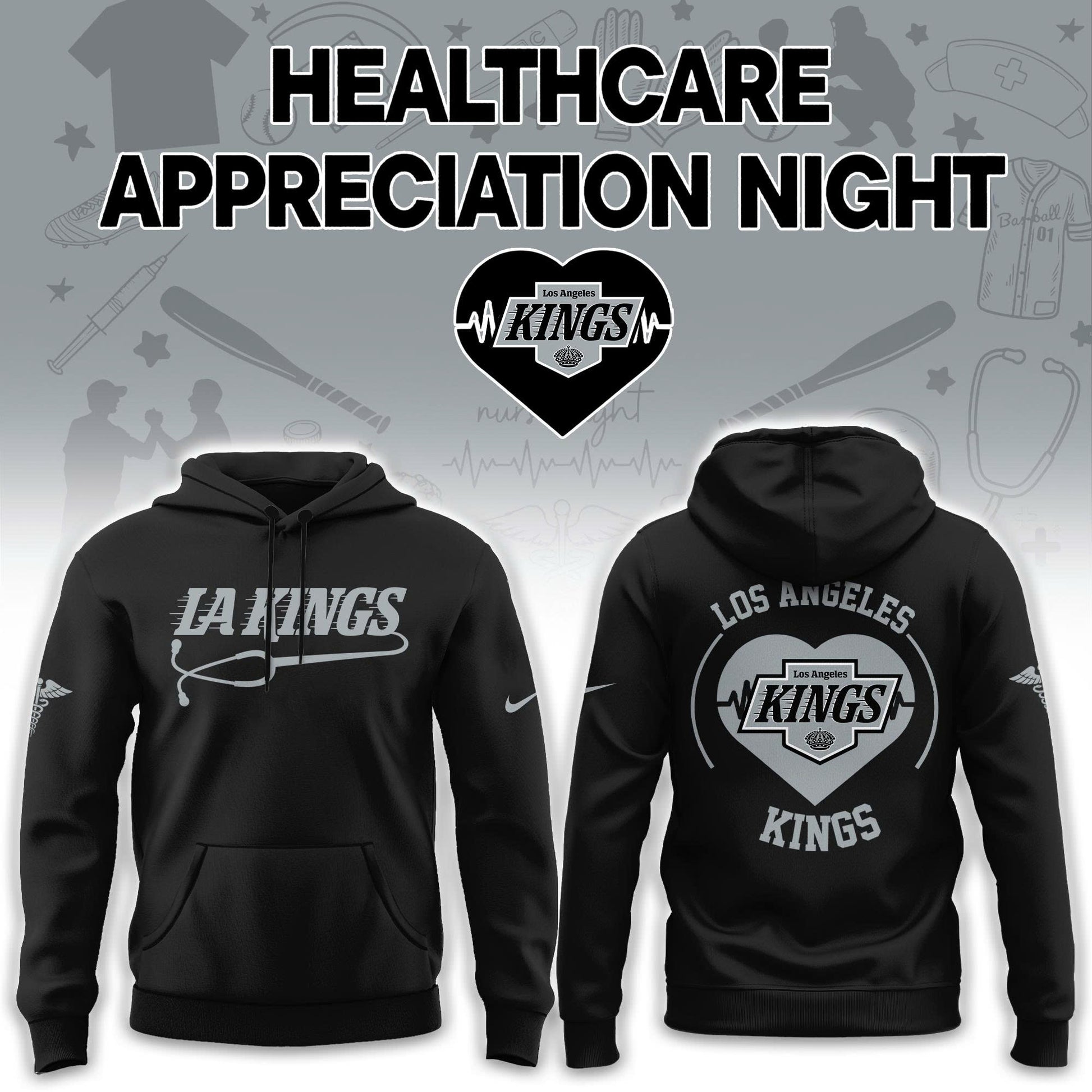 2026 Los Angeles Kings Healthcare Appreciation Night Limited Edition Hoodie, Jogger And Cap Outfit Black