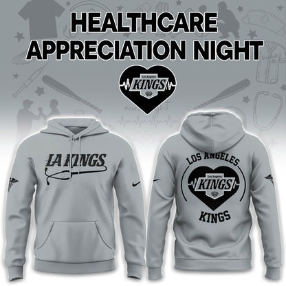 2026 Los Angeles Kings Healthcare Appreciation Night Limited Edition Hoodie, Jogger And Cap Outfit Grey