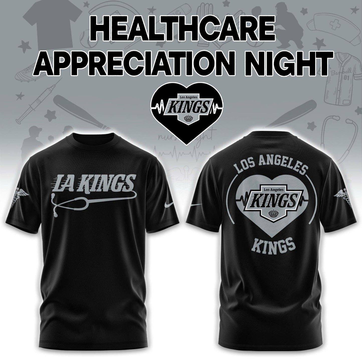 2026 Los Angeles Kings Healthcare Appreciation Night Limited Edition T-Shirt, Jogger And Cap Outfit Black