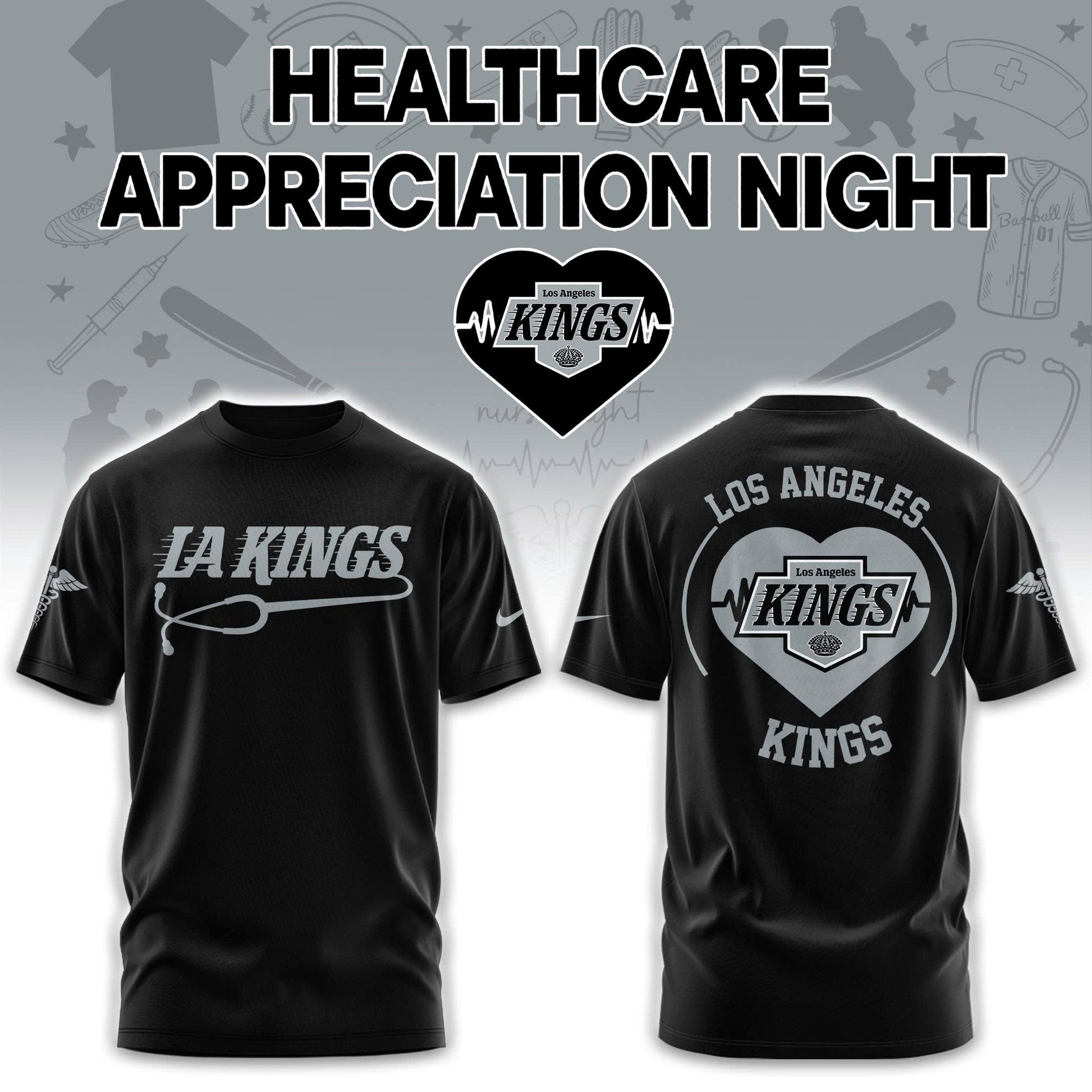 2026 Los Angeles Kings Healthcare Appreciation Night Limited Edition T-Shirt, Jogger And Cap Outfit Black