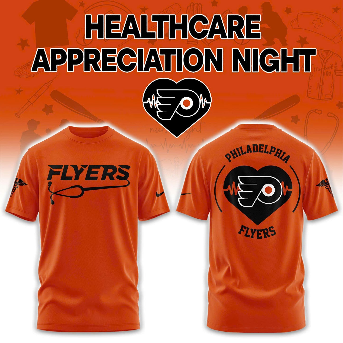 2026 Philadelphia Flyers Healthcare Appreciation Night Limited Edition T-Shirt, Jogger And Cap Outfit Orange