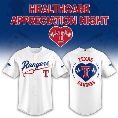 2026 Texas Rangers Healthcare Appreciation Night Limited Edition Jersey Jogger And Cap Outfit White