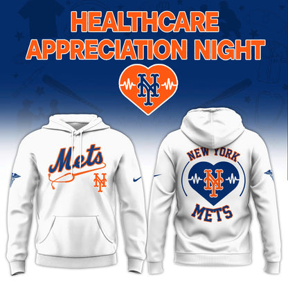 2026 New York Mets Healthcare Appreciation Night Limited Edition HoodieJogger And Cap Outfit White