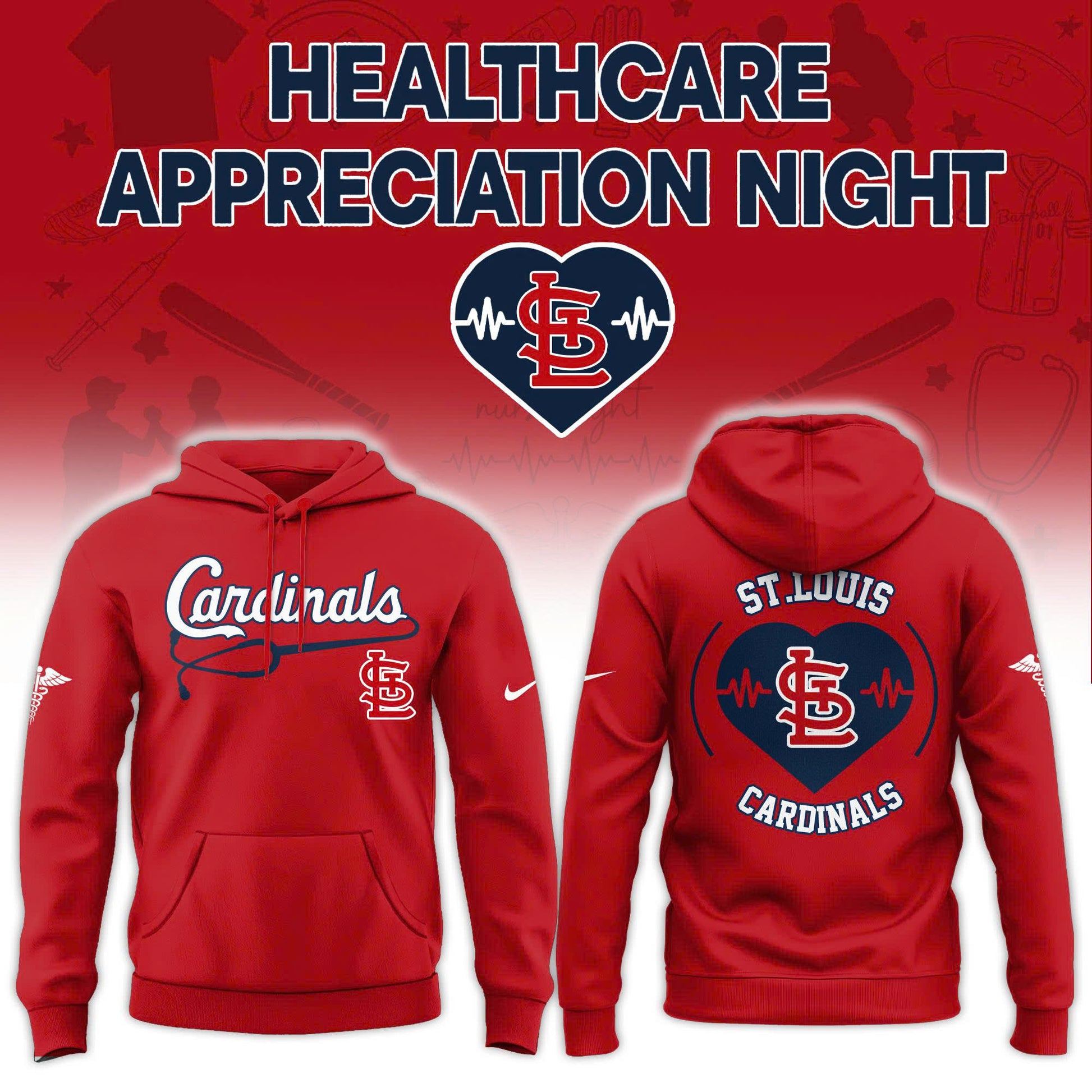 2026 St.Louis Cardinals Healthcare Appreciation Night Limited Edition Hoodie Jogger And Cap Outfit