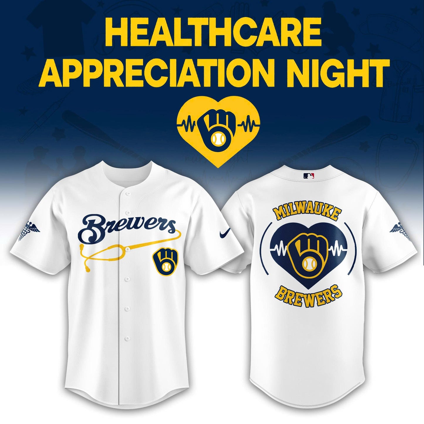 2026 Milwaukee Brewers Healthcare Appreciation Night Limited Edition Jersey Jogger And Cap White Outfit