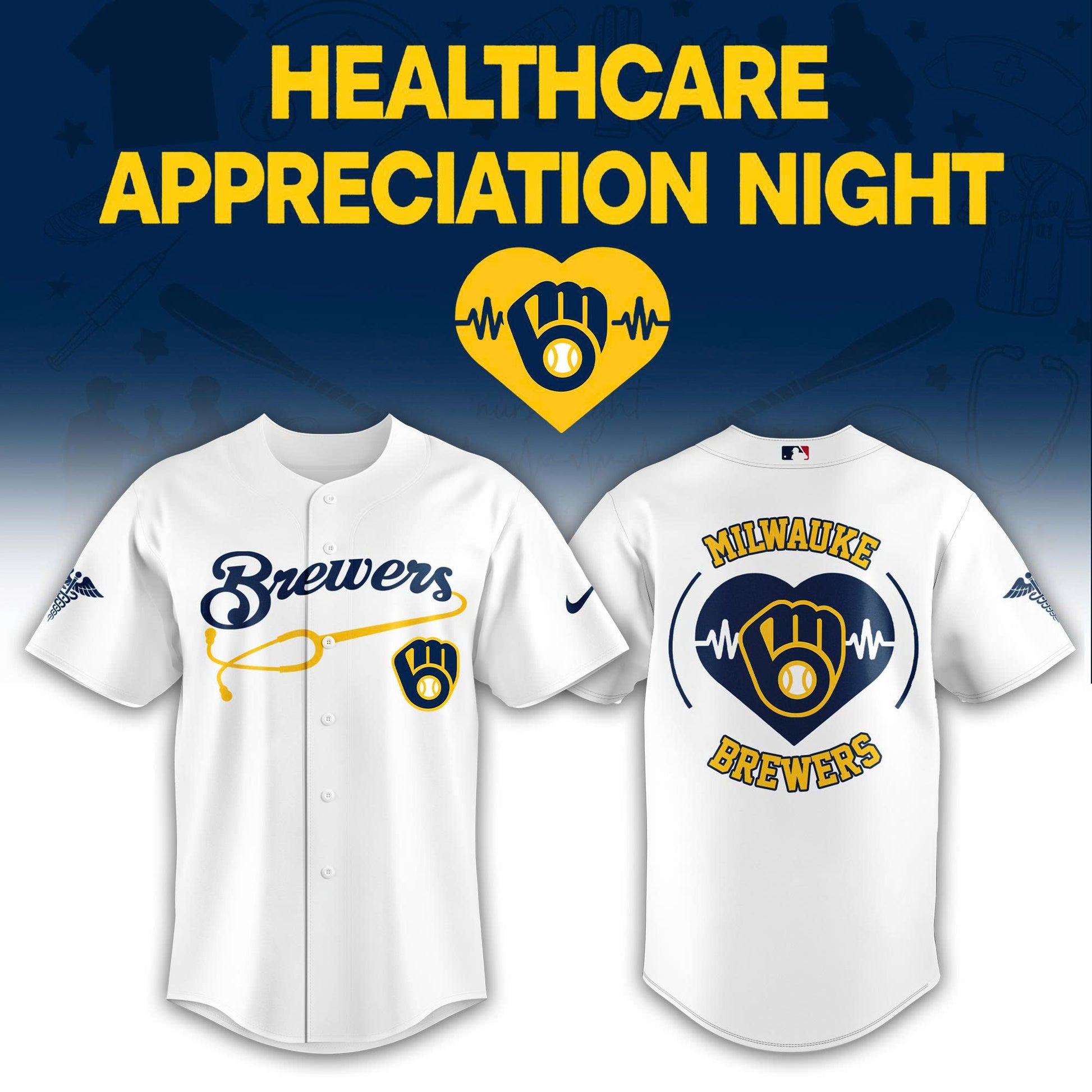 2026 Milwaukee Brewers Healthcare Appreciation Night Limited Edition Jersey Jogger And Cap White Outfit