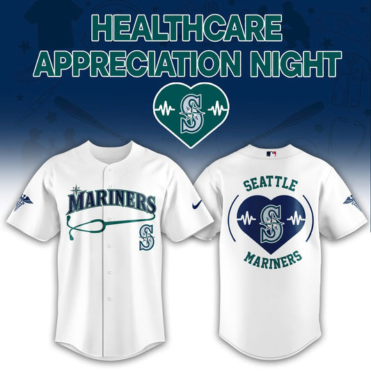 2026 Seattle Mariners Healthcare Appreciation Night Limited Edition Jersey Jogger And Cap Outfit White