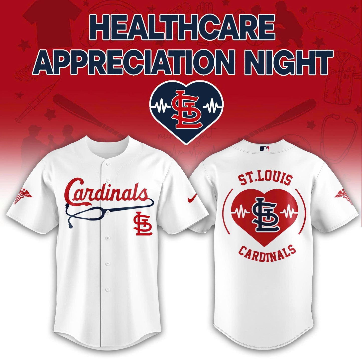 2026 St.Louis Cardinals Healthcare Appreciation Night Limited Edition Jersey Jogger And Cap Outfit