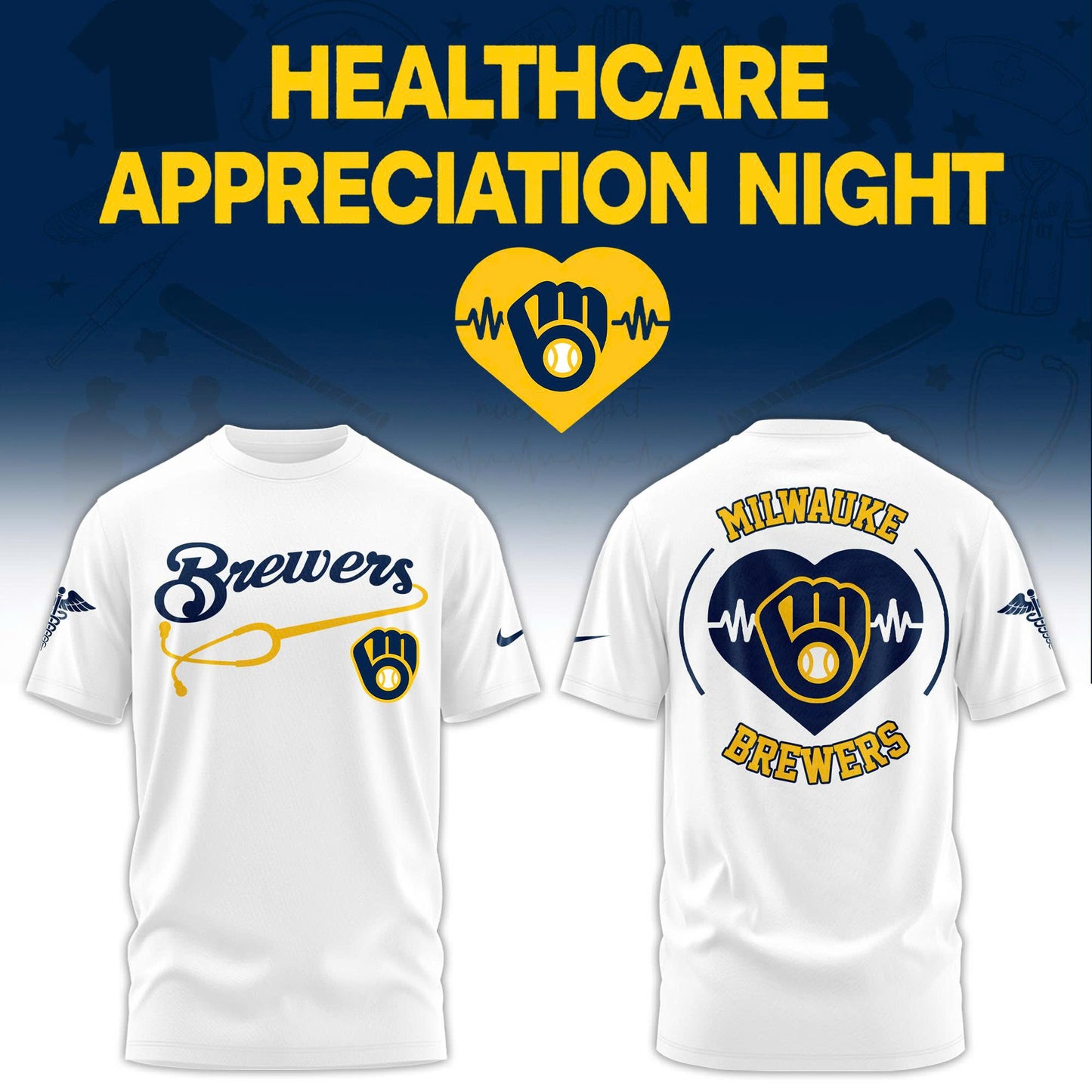 2026 Milwaukee Brewers Healthcare Appreciation Night Limited Edition T-Shirt Jogger And Cap White Outfit