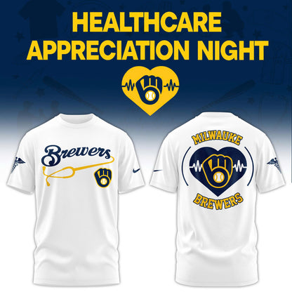 2026 Milwaukee Brewers Healthcare Appreciation Night Limited Edition T-Shirt Jogger And Cap White Outfit
