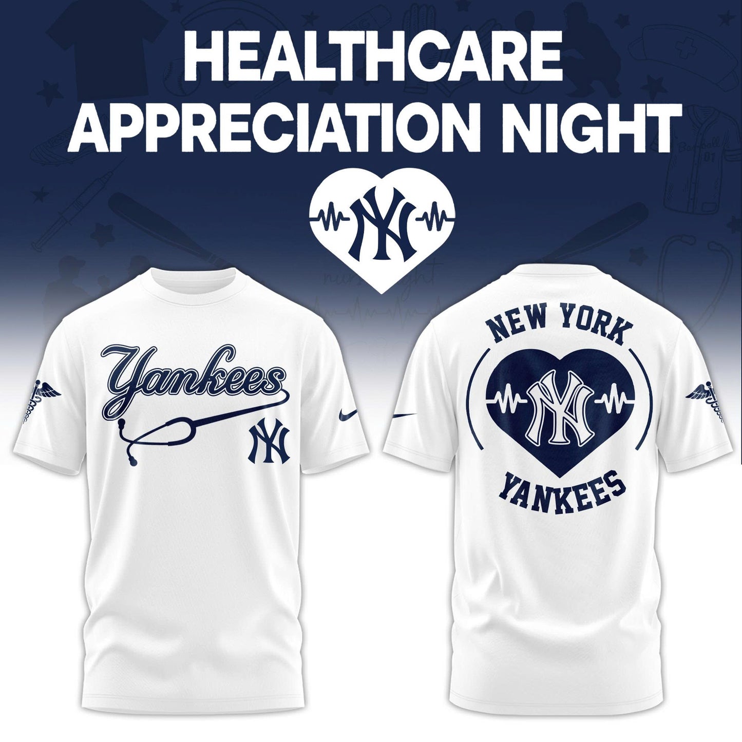 2026 New York Yankees Healthcare Appreciation Night Limited Edition T-Shirt, Jogger And Cap Outfit White