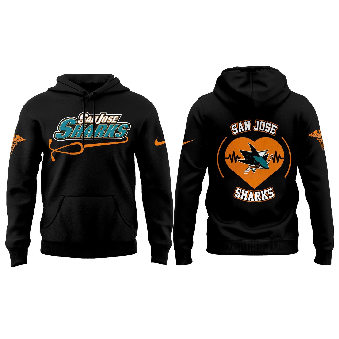 2026 San Jose Sharks Healthcare Appreciation Night Limited Edition Hoodie, Jogger And Cap Outfit Black