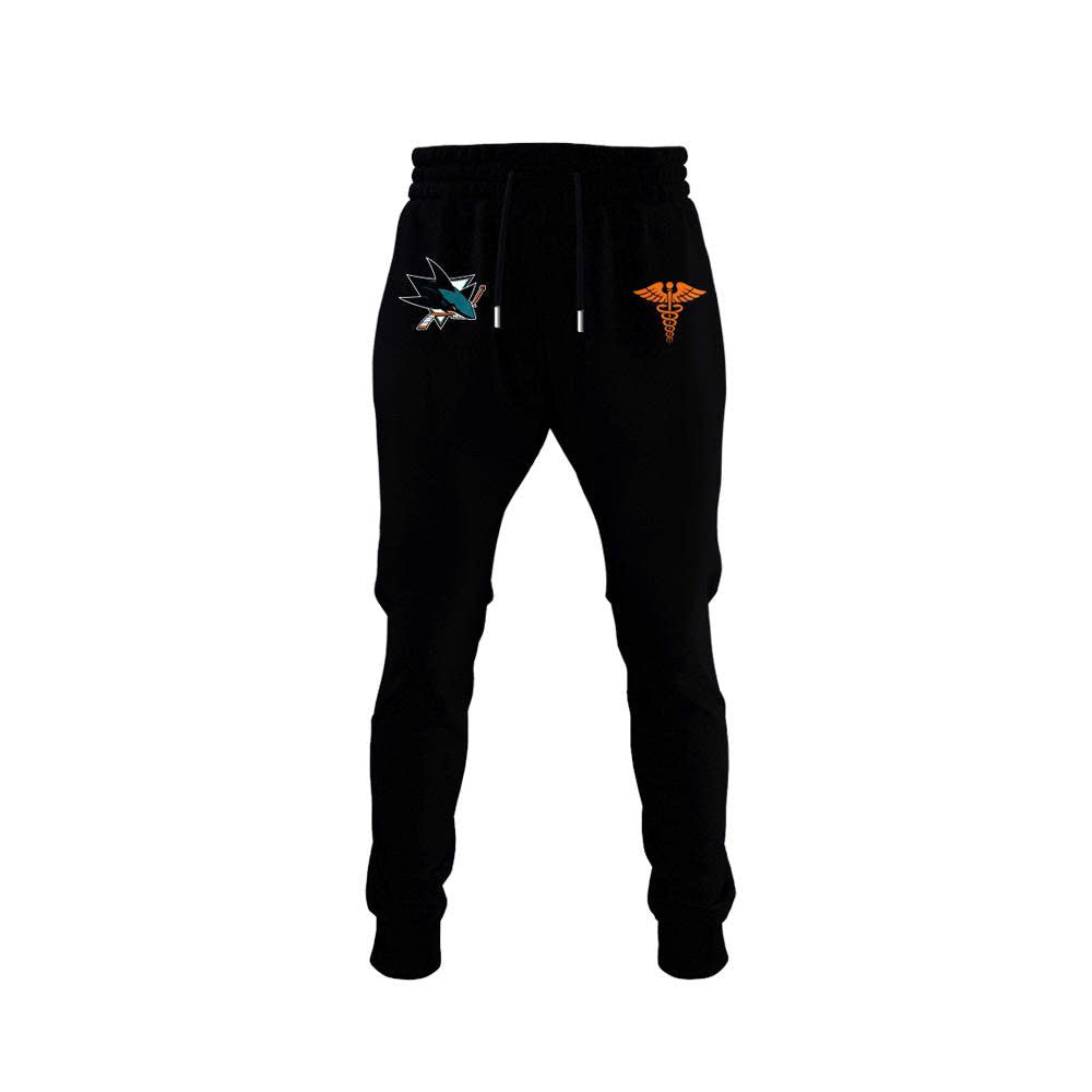 2026 San Jose Sharks Healthcare Appreciation Night Limited Edition T-Shirt, Jogger And Cap Outfit Black