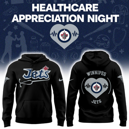 2026 Winnipeg Jets Healthcare Appreciation Night Limited Edition Hoodie, Jogger and Cap Outfit - Black