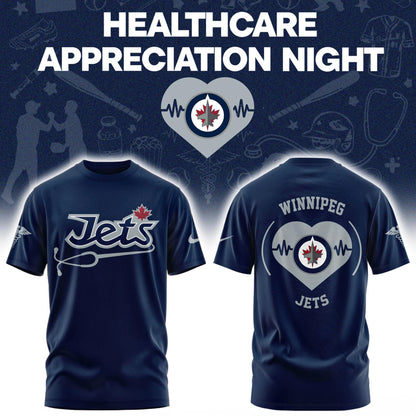 2026 Winnipeg Jets Healthcare Appreciation Night Limited Edition T-Shirt, Jogger and Cap Outfit - Navy Blue