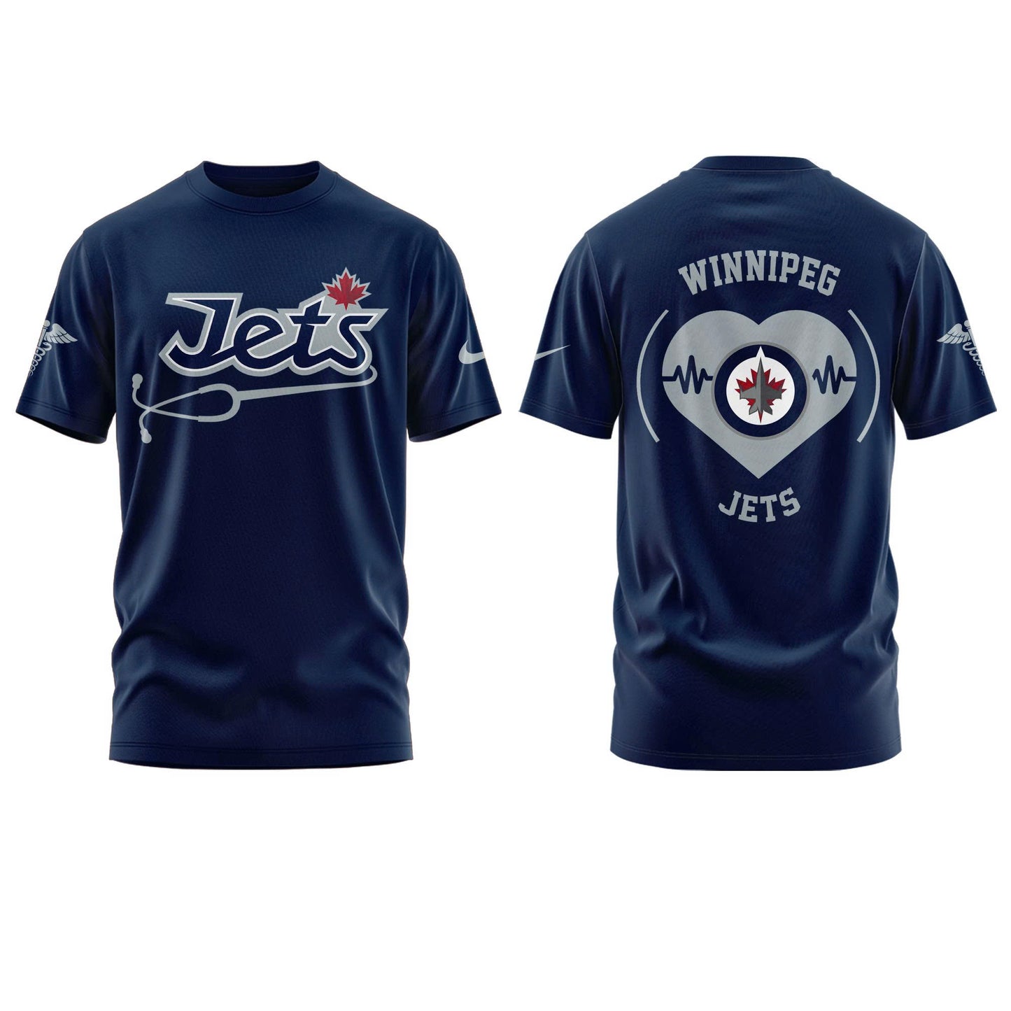 2026 Winnipeg Jets Healthcare Appreciation Night Limited Edition T-Shirt, Jogger and Cap Outfit - Navy Blue