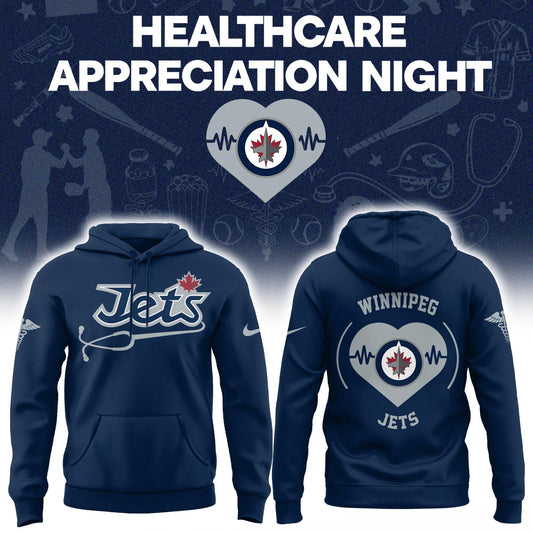 2026 Winnipeg Jets Healthcare Appreciation Night Limited Edition Hoodie, Jogger and Cap Outfit - Navy Blue