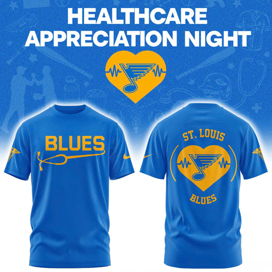 2026 St. Louis Blues Healthcare Appreciation Night Limited Edition T-Shirt, Jogger And Cap Outfit Blue