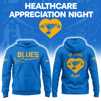 2026 St. Louis Blues Healthcare Appreciation Night Limited Edition Hoodie, Jogger And Cap Outfit Blue