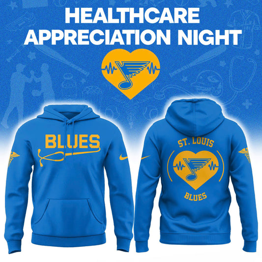 2026 St. Louis Blues Healthcare Appreciation Night Limited Edition Hoodie, Jogger And Cap Outfit Blue