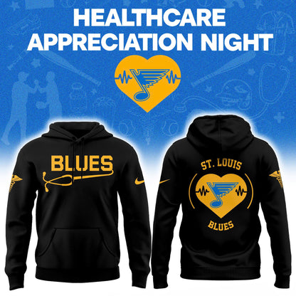 2026 St. Louis Blues Healthcare Appreciation Night Limited Edition Hoodie, Jogger And Cap Outfit Black