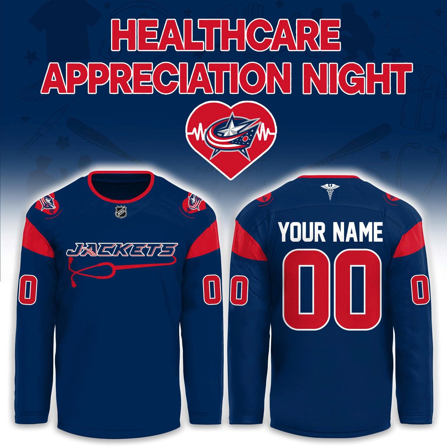 2026 Columbus Blue Jackets Healthcare Appreciation Night Hockey Limited Edition Jersey