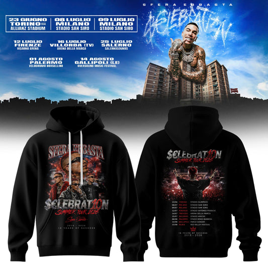 ”$€LEBRAT10N” – Sfera Ebbasta Summer Tour 2026 Limited Hoodie