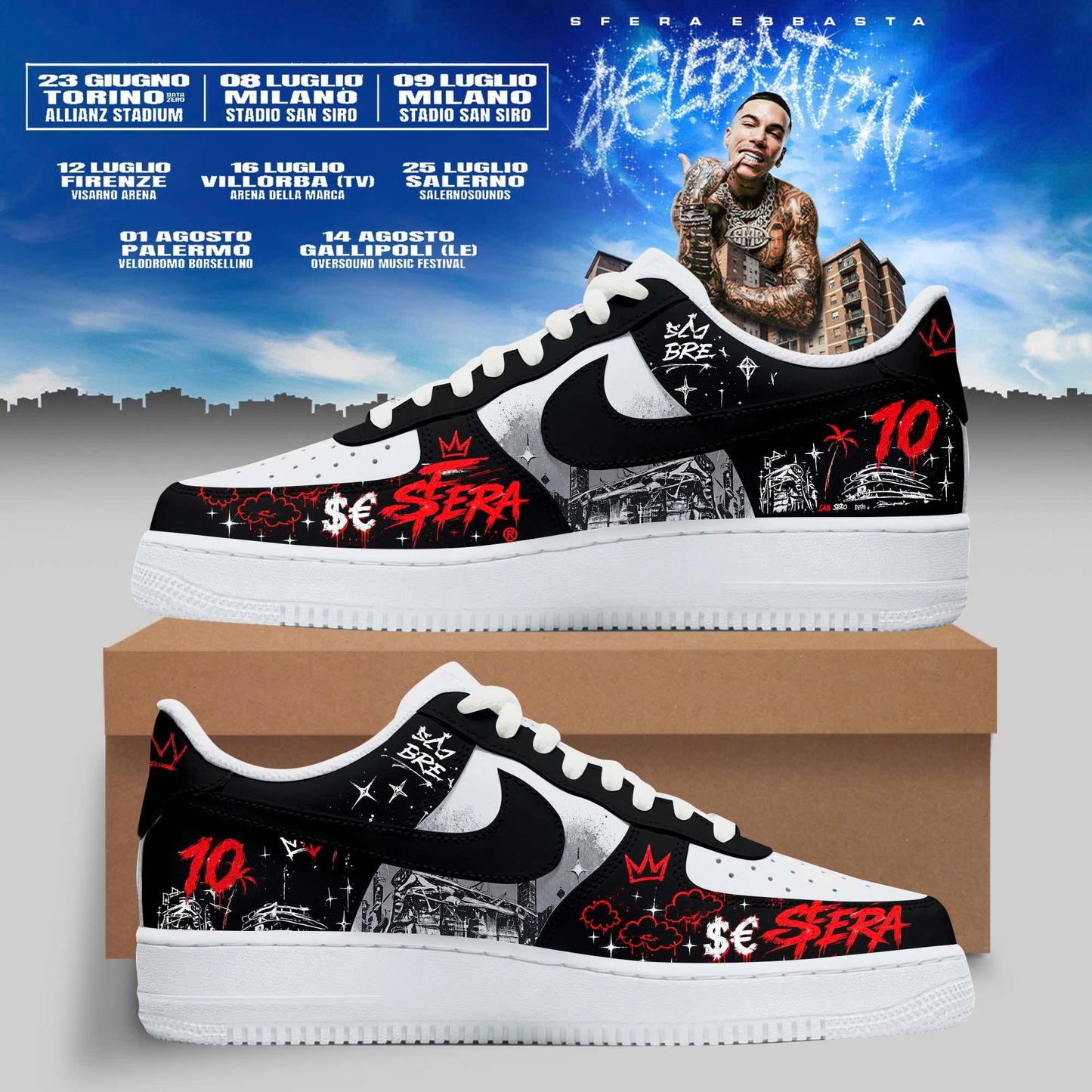 _”$€LEBRAT10N” – Sfera Ebbasta Summer Tour 2026 Limited Shoes