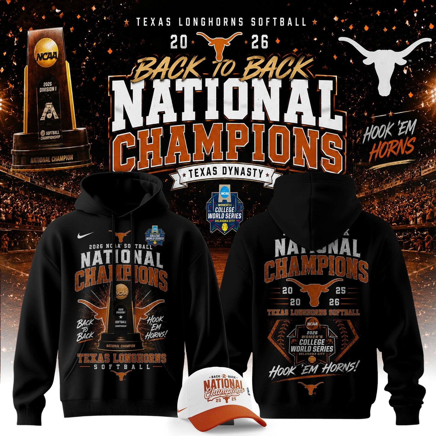 2026 WCWS Back-To-Back National Champions Hoodie