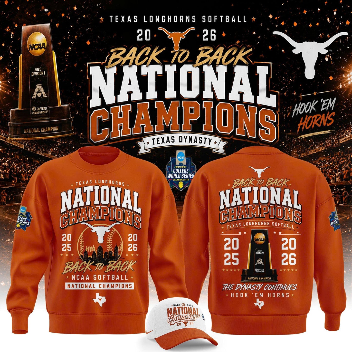 2026 WCWS Back-To-Back National Champions Sweater