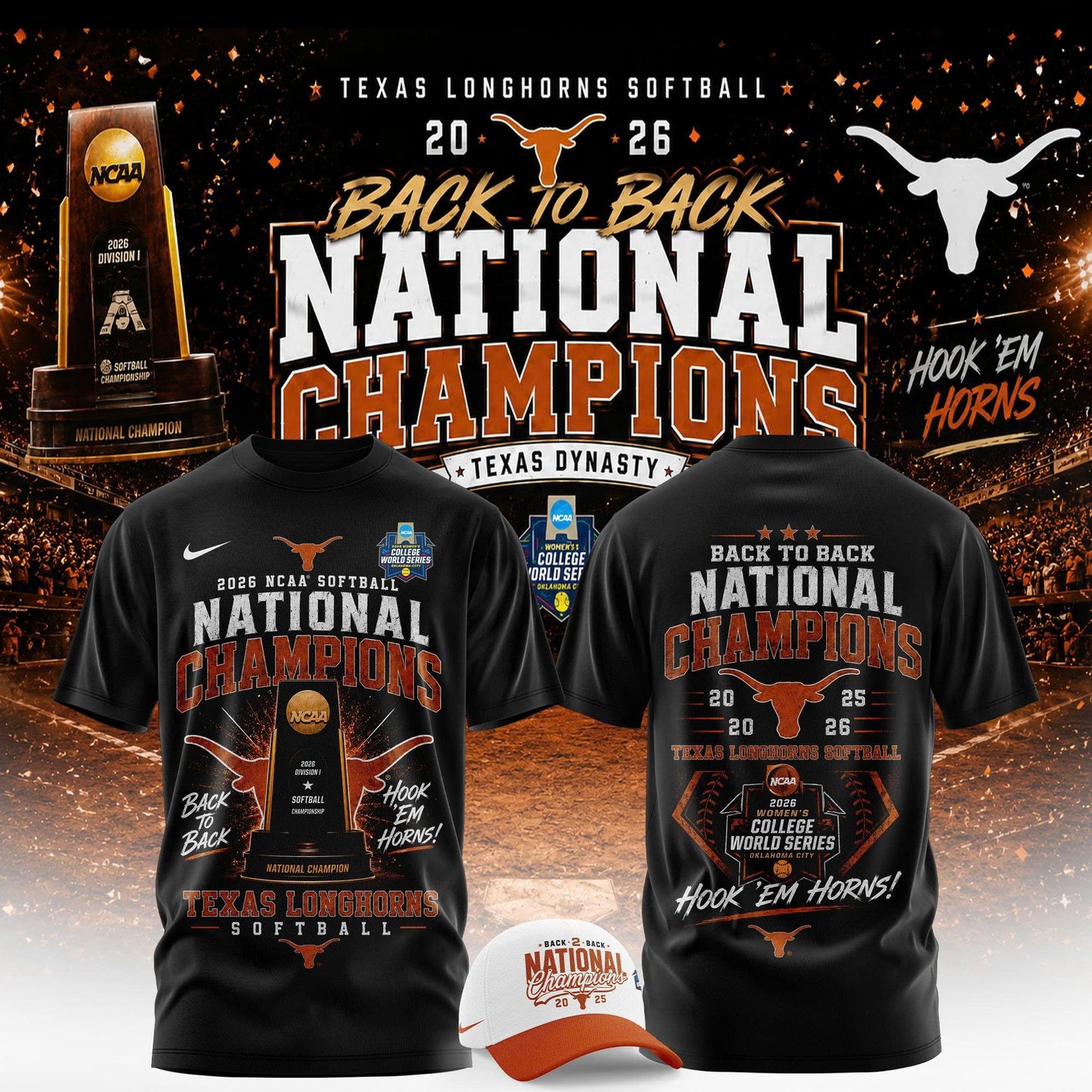 2026 WCWS Back-To-Back National Champions Tshirt