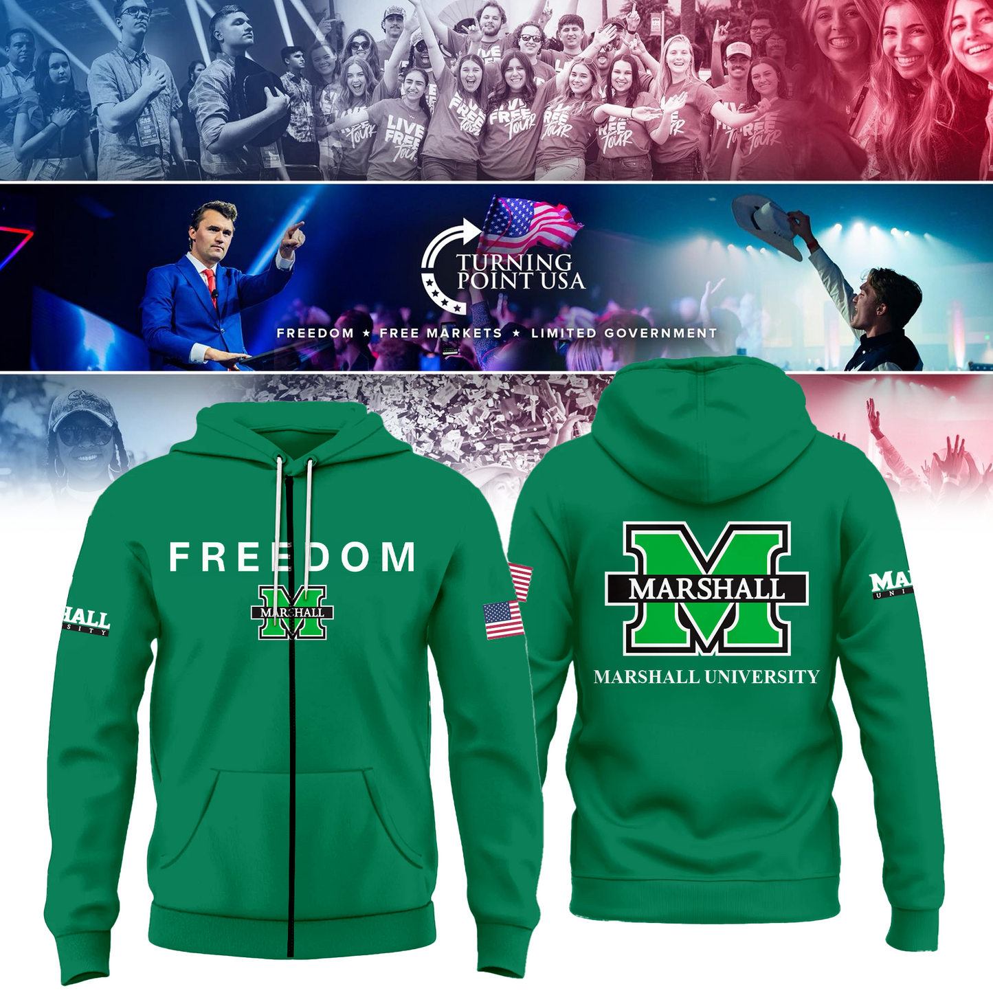 Marshall University Freedom Zip Hoodie
