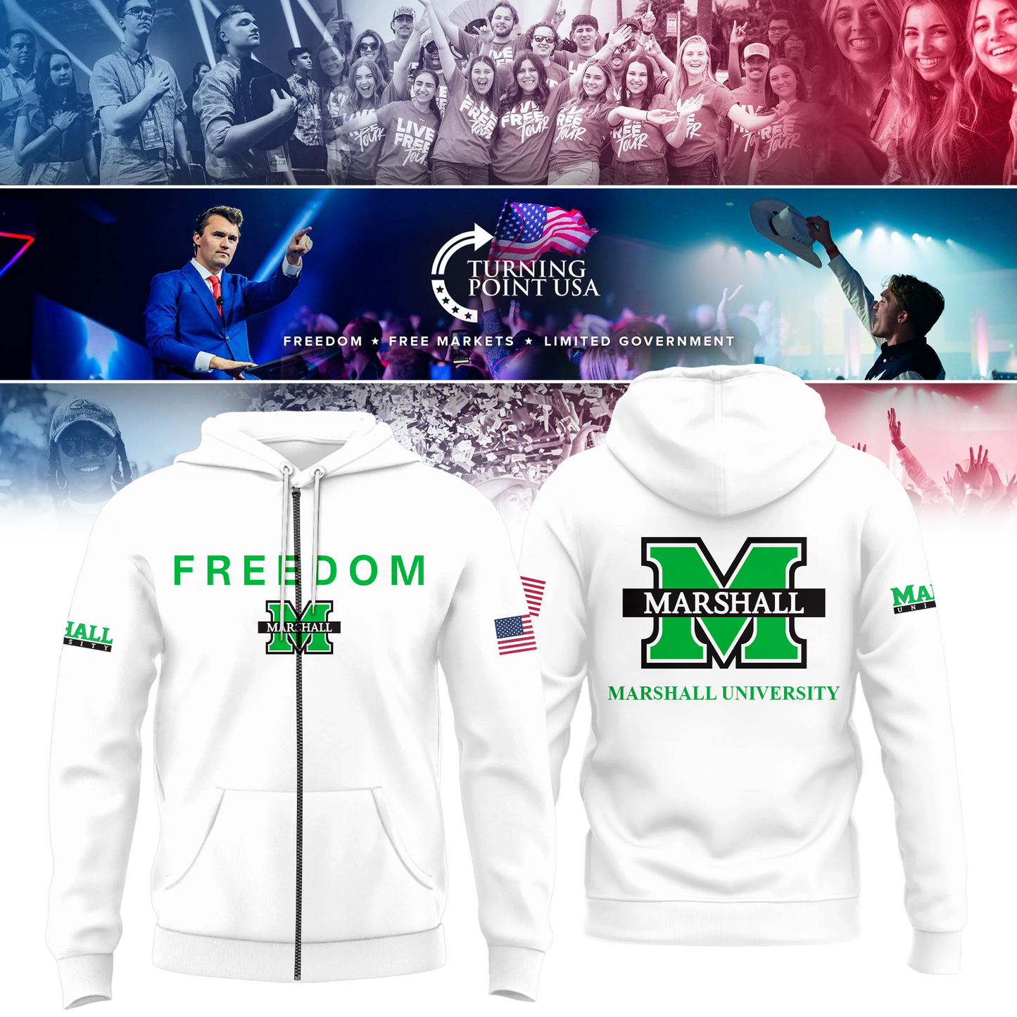 Marshall University Freedom Zip Hoodie