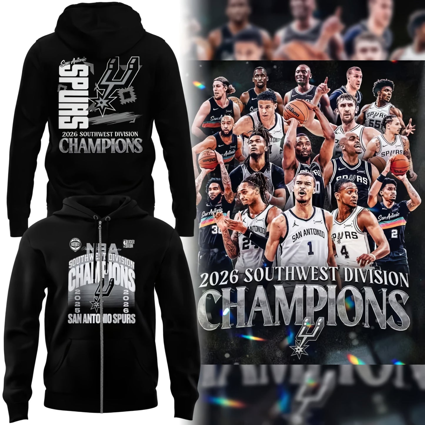 Special 2026 Southwest Division Champions San Antonio Spurs Zip Hoodie